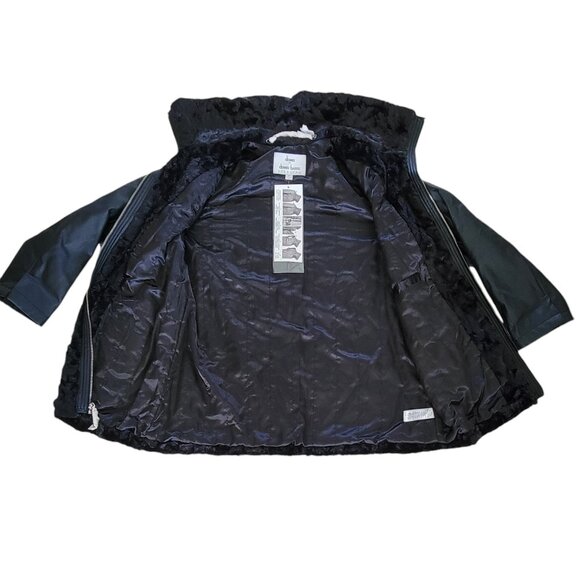 Dennis Basso Faux Fur Vegan Leather Zip Front Jacket w/ Zip-Off Sleeves NEW - Picture 8 of 14